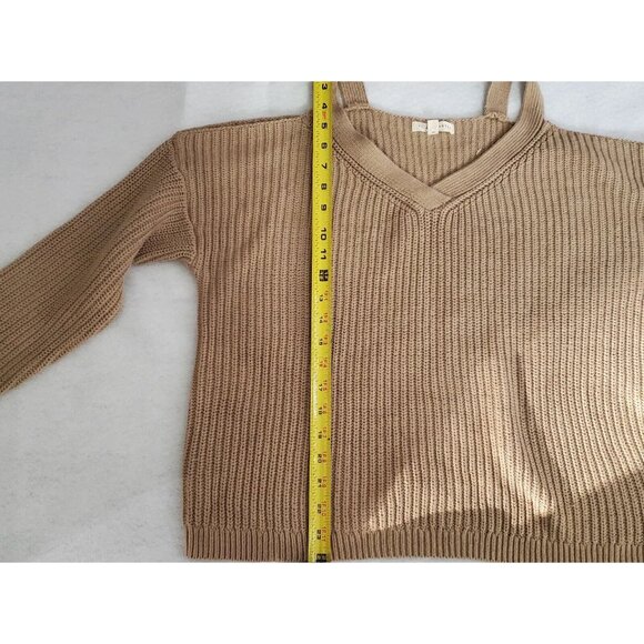 LA Hearts Cold Shoulder Tan Sweater M - Picture 4 of 7